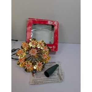 Vintage Christmas Tree Top Topper Starburst Multicolor Gold Tinsel Retro!